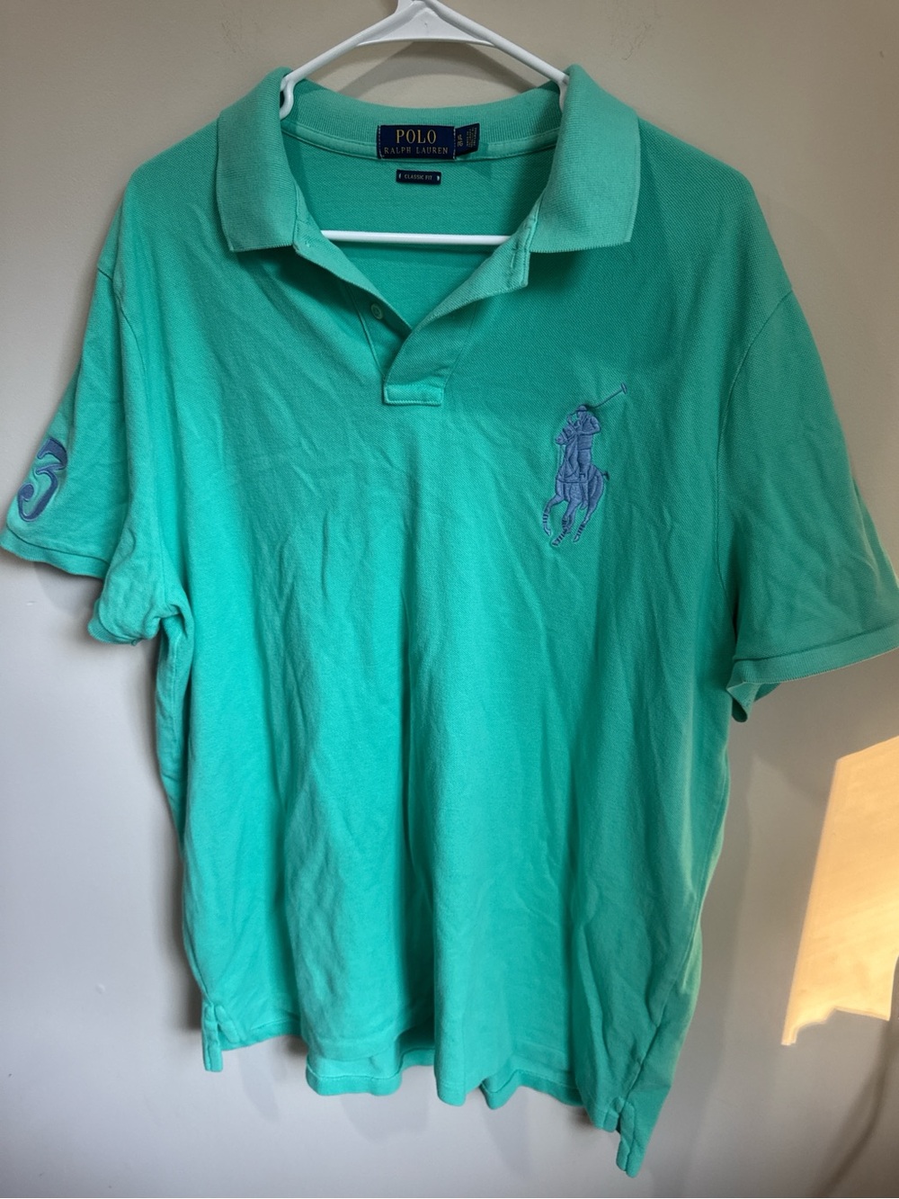 Ralph Lauren Men’s Aqua Green Polo Shirt with Embroidered Pony